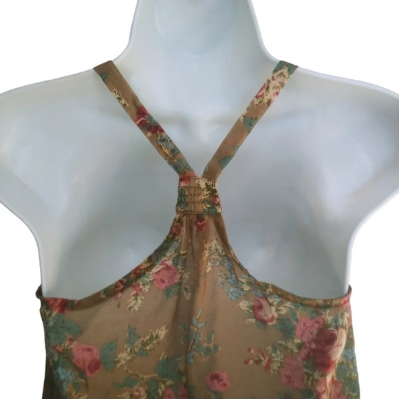 Butterfly Embroidered Halter Top Blouse Tan Floral S - Picture 6 of 7